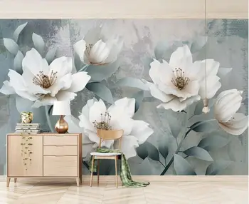 

CJSIR Custom Wallpaper Vintage Fashion HD 3d Embossed Flowers TV Living Room Sofa Background Wall Mural 3d Wallpaper Home Decor