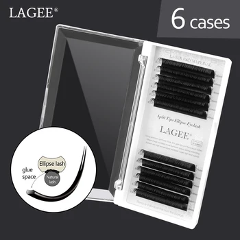 

LAGEE 6 cases Flat Ellipse Eyelashes Extensions Matte Black Split Tips False eyelashes natural light NAGARAKU Line