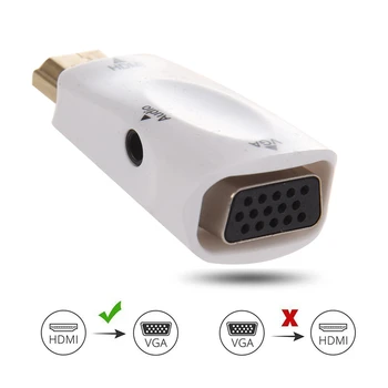 

1080P HDMI Male to VGA Female Adapter Video Converter with o Output N3 white