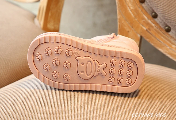 CCTWINS Kids Shoes Winter Girls Fashion Princess Soft Snow Boots Children Black Casual Shoesfor Toddler Warm Booties SNB043