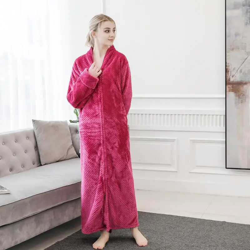 Men&Women White Loose Kimono Bathrobe Soft Flannel Sleepwear Thick Robe Gown Warm Coral Fleece Nightwear Casual Nightgown - Цвет: Women6