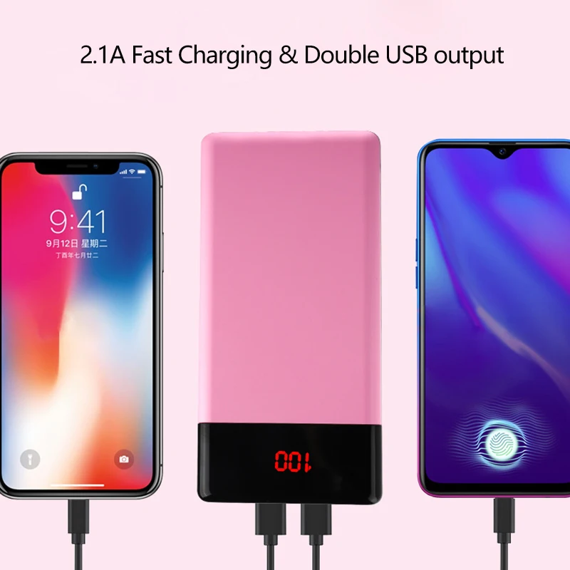 Портативный внешний аккумулятор 10000 мАч светодиодный USB портами и светодиодным