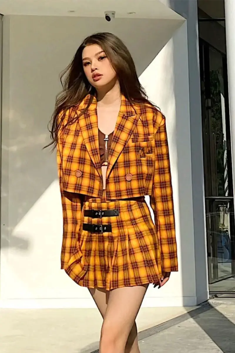 black mini skirt 2000s vintage preppy style plaid pleated skirt women Harajuku JK uniform kawaii mini skirt summer casual high waist A-line skirt summer skirts