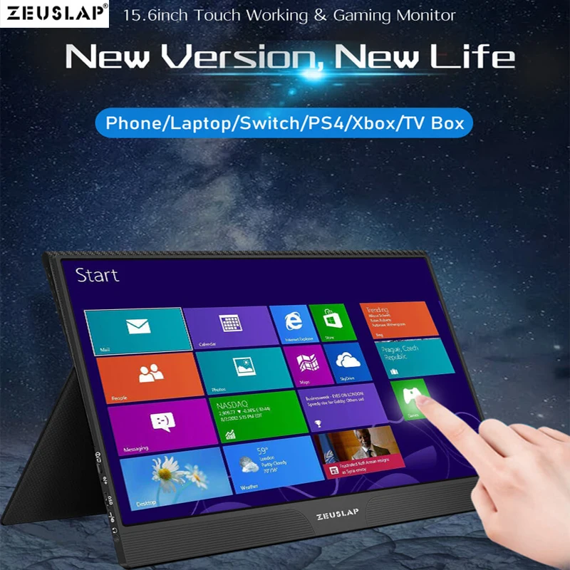 US $230.54 ZEUSLAP 156inch Touch Portable Monitor Usb Type c Hdmi Portable Panel Computer Laptop Phone Monitor for PS4 Switch Xbox One