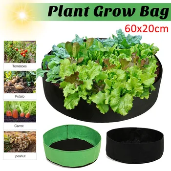 

New 60x20cm Garden Felt Grow Bag Green Planter Gardening Flower Extra Large Raised Planting Bed Seedling Nursery Green Grow Bags