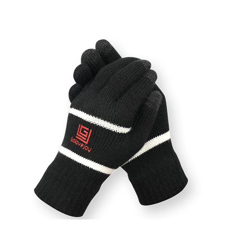 Новые Зимние перчатки для мужчин с сенсорным экраном для верховой езды, уличные перчатки, вязаные женские теплые шерстяные бархатные толстые варежки, перчатки