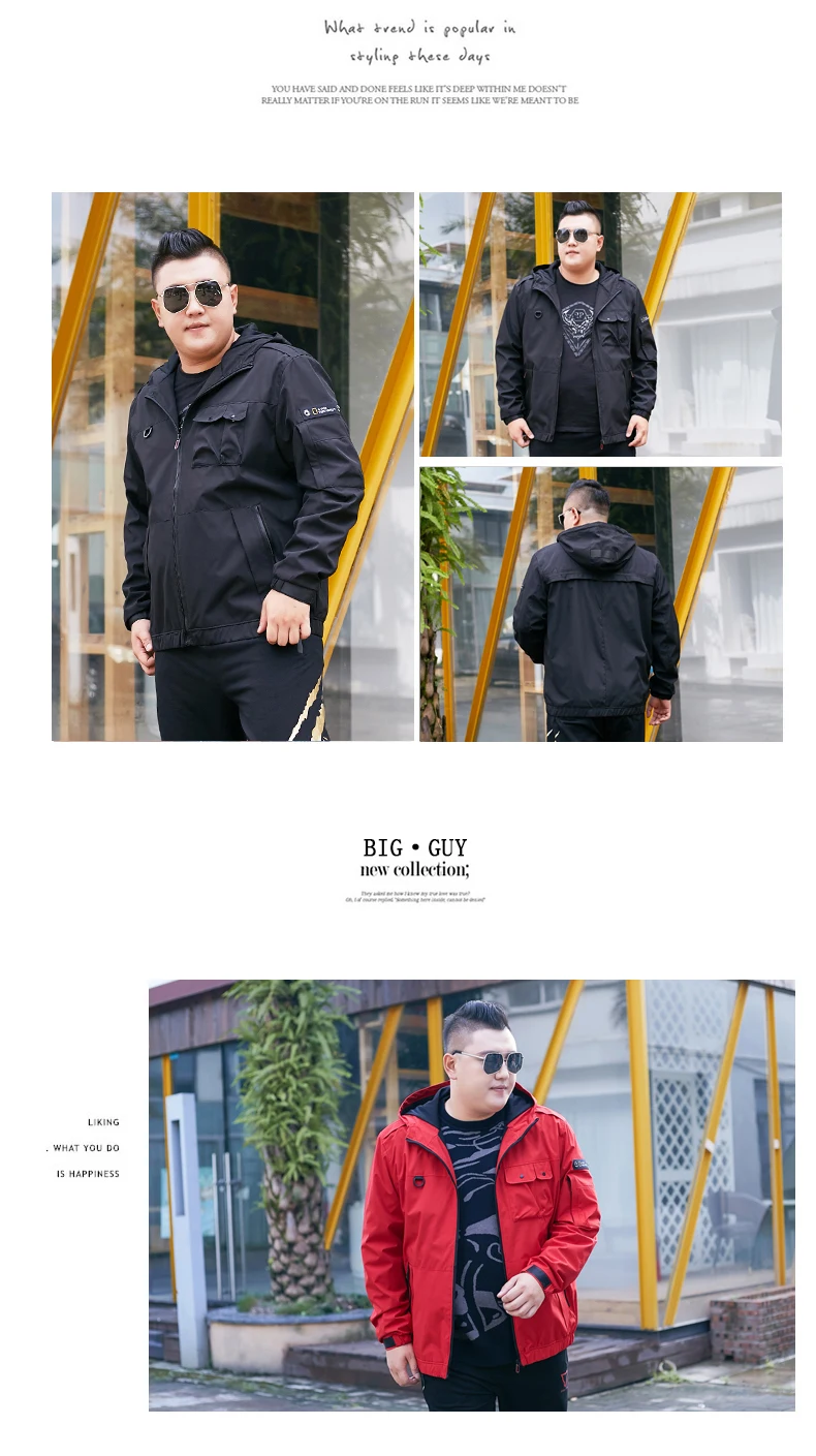 Плюс Размер 8XL 7XL 6XL Осенняя новая куртка мужская куртка с капюшоном спортивные свободные топы мужская короткая ветровка tide