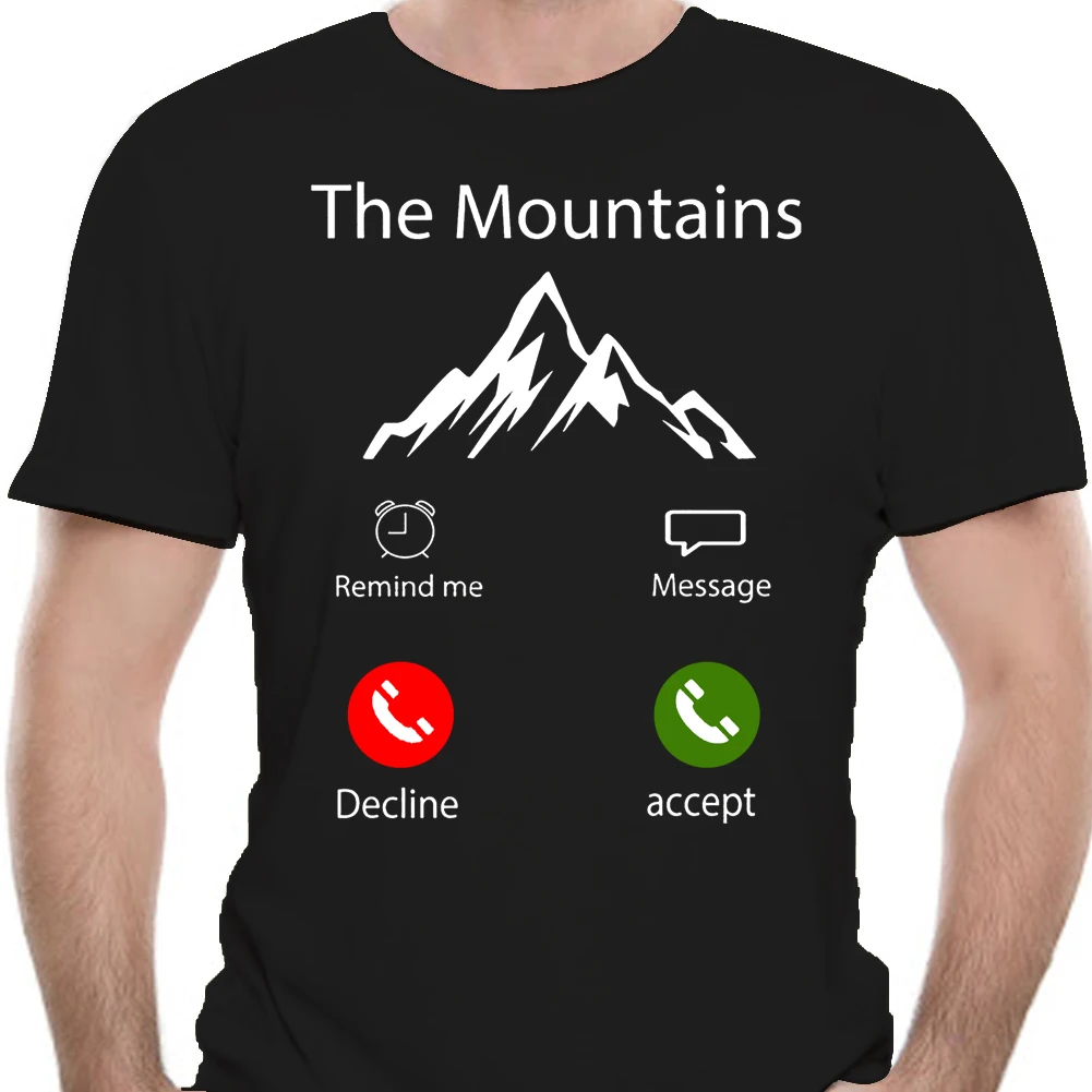 Black Navy T Shirt The Mountains Are Calling Funny Awesome Size Cool Casual pride t shirt men Unisex New Fashion tshirt | Женская одежда