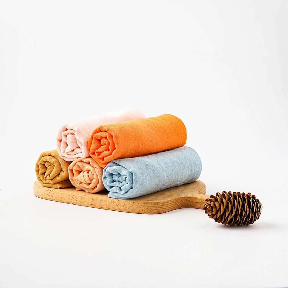 Multi-Functional Bamboo Cotton Muslin Blanket Baby Burp Cloth Set 5 Pieces Pack