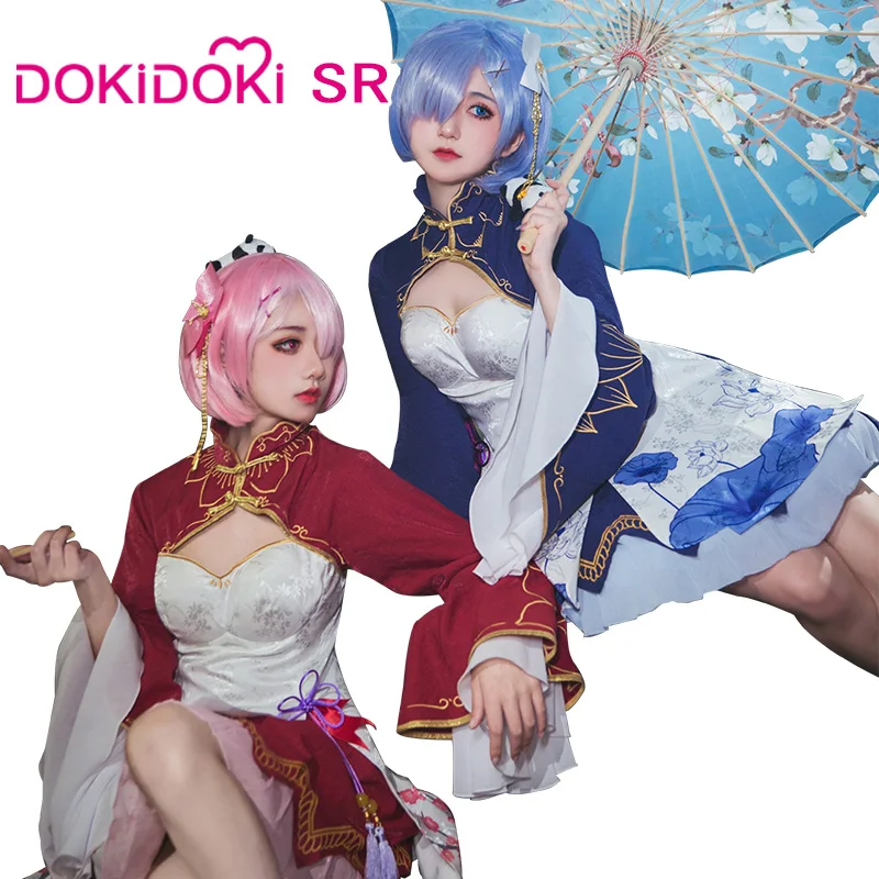 DokiDoki-SR Anime Game Re Zero Rem Rame Cosplay Women Cheongsam Costume Ram Dress | Тематическая одежда и униформа