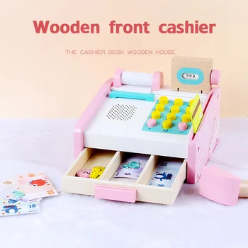 

Wooden Children Educational Toys Simulation Cash Register Registradora Shopping Desk Pretend Play Toy for Children Gift