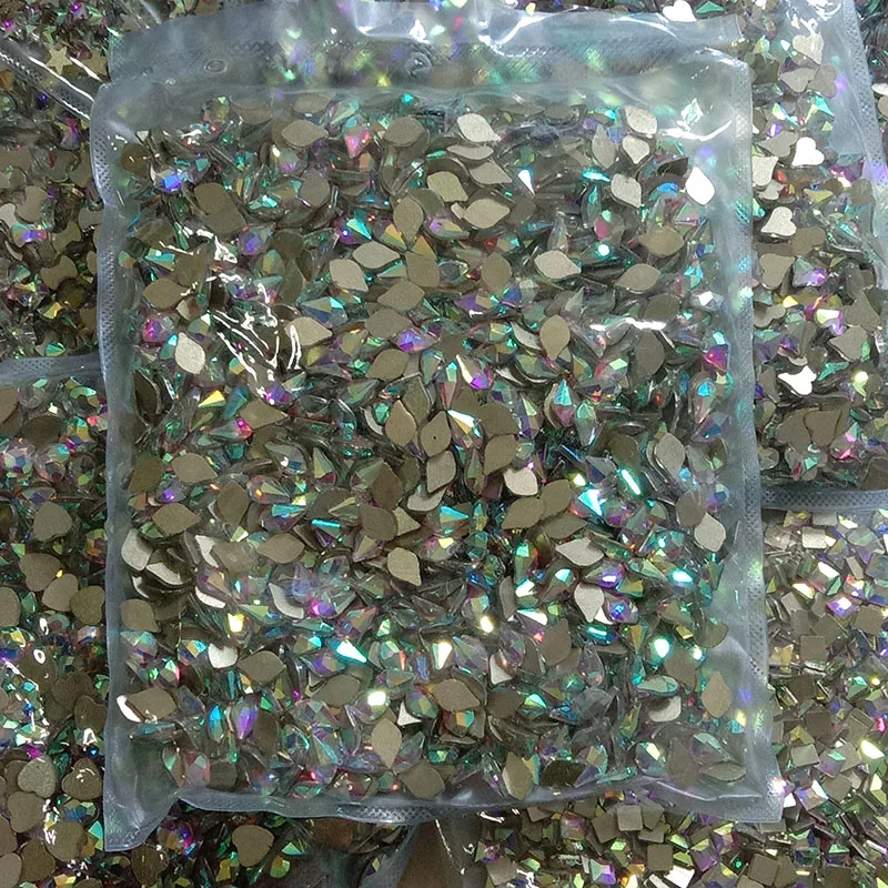 Оптовая продажа стразы для дизайна ногтей кристаллы стекло AB прозрачная плоская