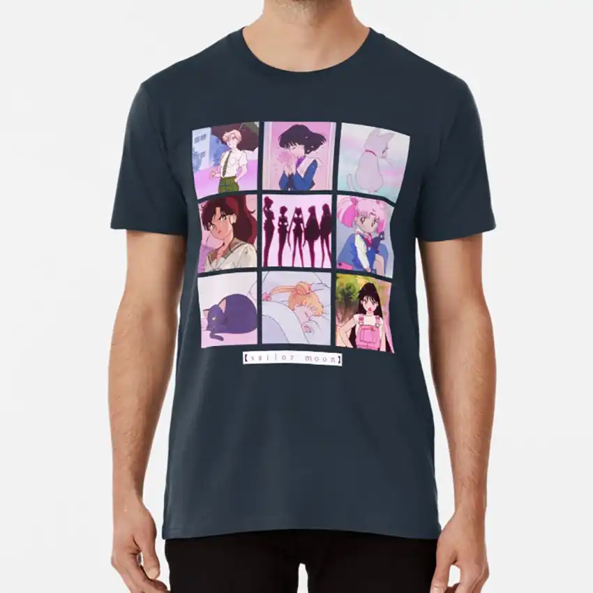 セーラームーン Vaporwave 美的アニメコラージュ Tシャツセーラー金星セーラー水銀セーラームーンうさぎ美的タキシードマスクパステル T Shirts Aliexpress
