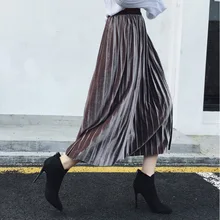 Mooirue уличная Pleuche женские длинные плиссированные юбки 9 цветов Винтаж Повседневный уличная одежда свободного кроя Большие размеры корейский стиль женские юбки