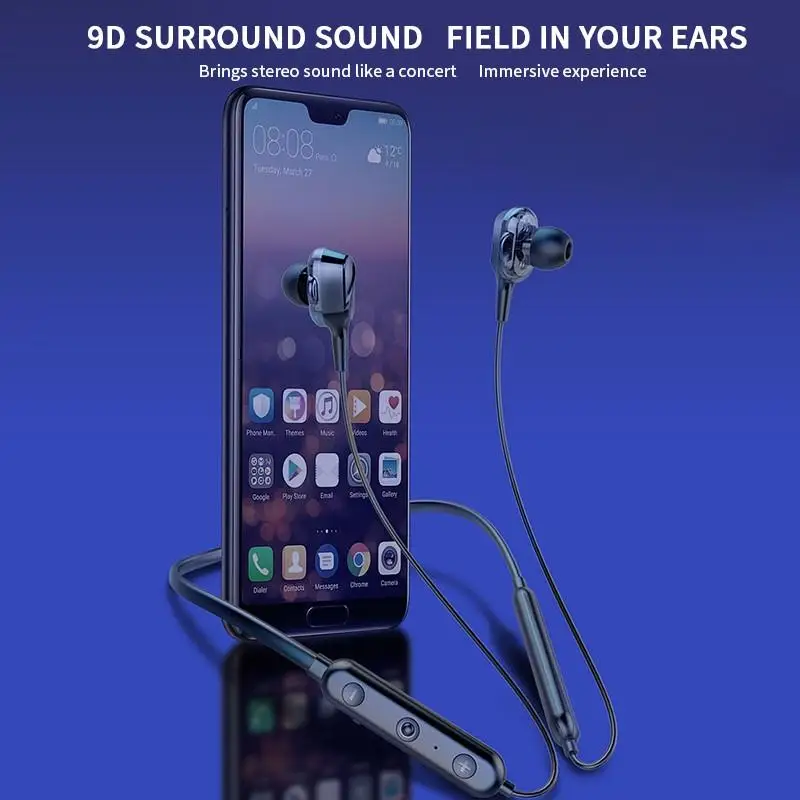 D9 Surround Sound Bluetooth 5 0 In Ear and Neck Hanging Headphones fone de ouvido bluetooth headset earbuds earphone auriculares