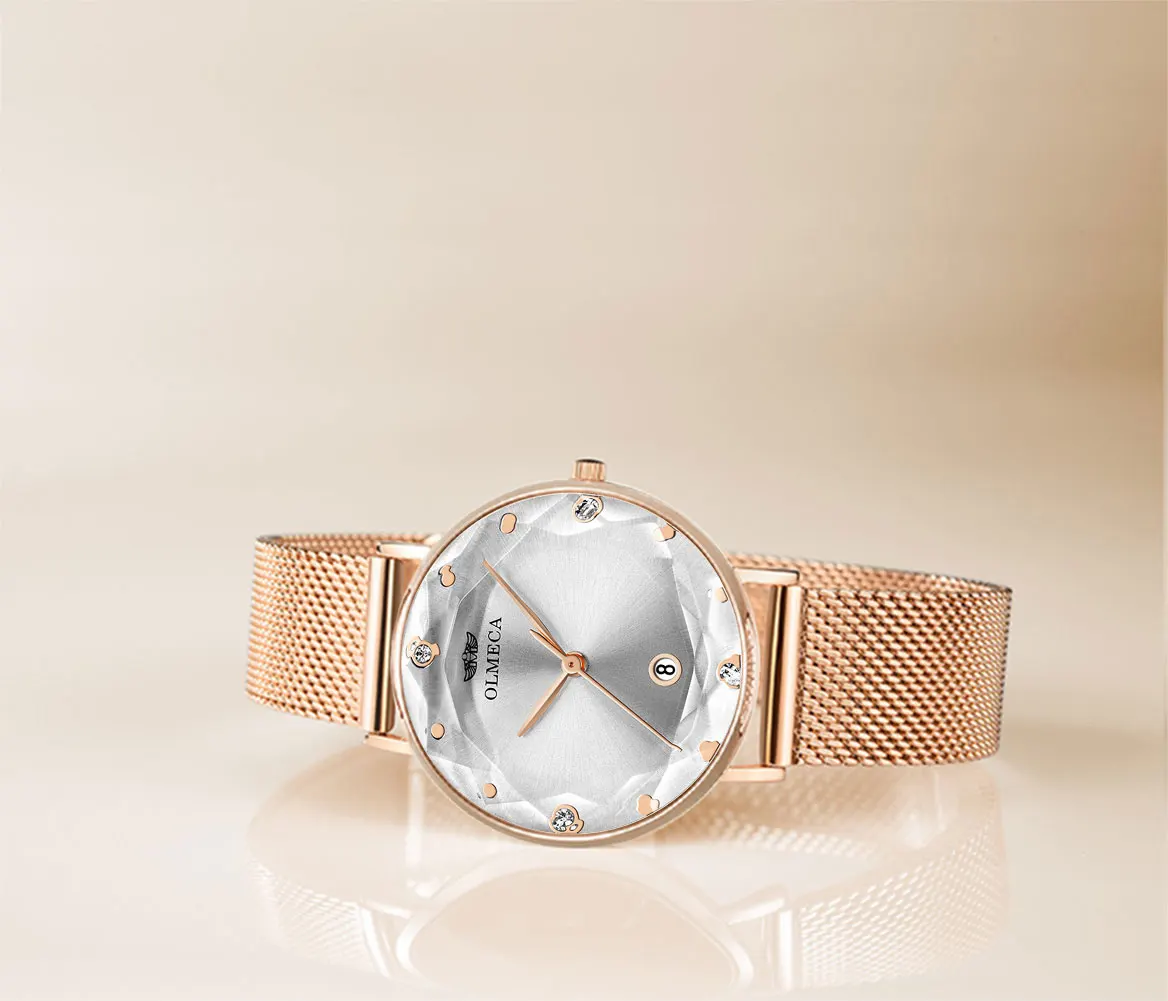 OLMECA женские часы с сетчатым ремешком часы люксовый бренд часы Reloj Mujer водонепроницаемые кварцевые часы в подарок Relogio Feminino