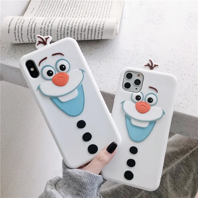 Олаф 3D мультфильм белый Силиконовый 11 Pro мягкая задняя крышка XR аксессуары для телефонов XS Max 7 8 Plus 6S X XS