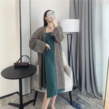 

LANMREM Knitted sweater women's loose outer cardigan mid-length korean style 2020 autumn winter new large size clothes YJ932