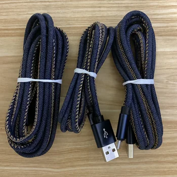 

100pcs 1m 2m Jean Braided USB C 3.1 USB Type C Cable Fast Charge Data Cable for Xiaomi Mi6 Samsung Galaxy S9 s10 s8