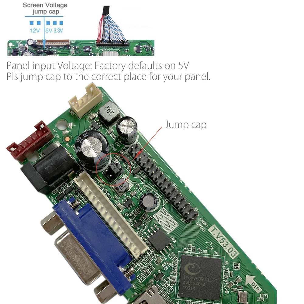 Бесплатный подарок) T. V53.03 Универсальный ЖК светодиодный ТВ контроллер драйвер платы ТВ/ПК/VGA/HDMI/USB интерфейс 8,9-42 дюймов матрица русский