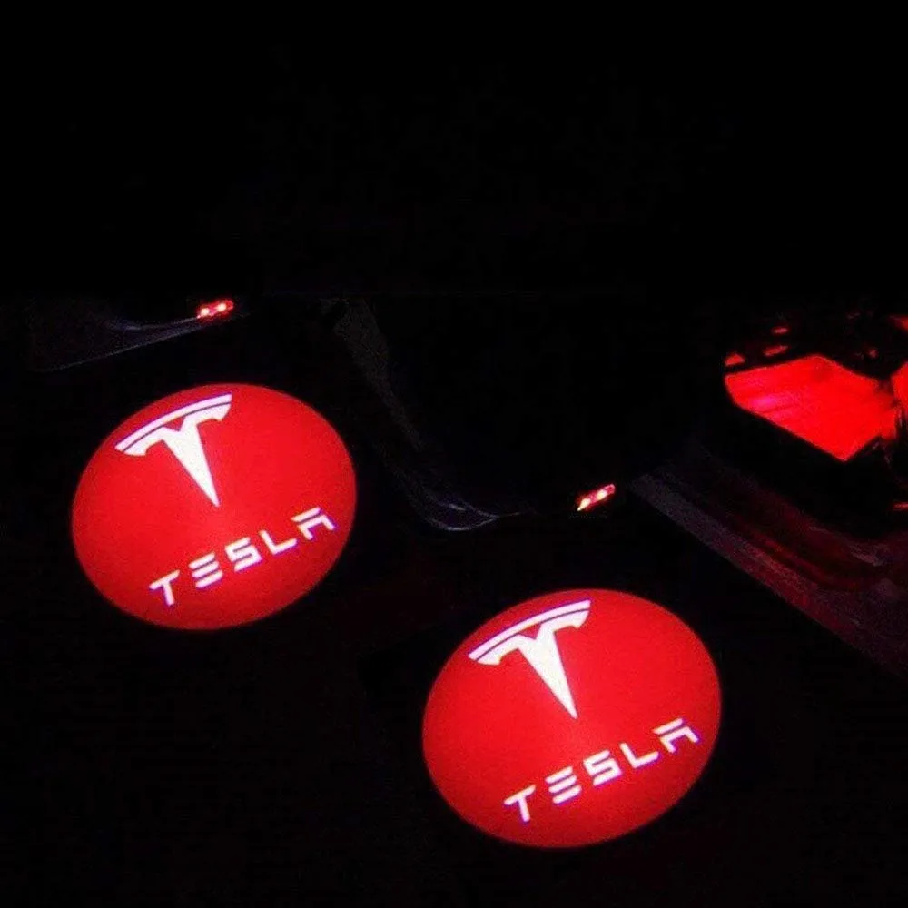 2X HD светодиодные приветственные лампы s для Tesla MODEL S X 3 декоративные символы