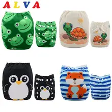 ALVABABY 4 pçs/set Conchas Conchas Ajustável Reutilizável Bebê fralda de Pano Fralda Do Bebê Fraldas de Pano Sem Inserto