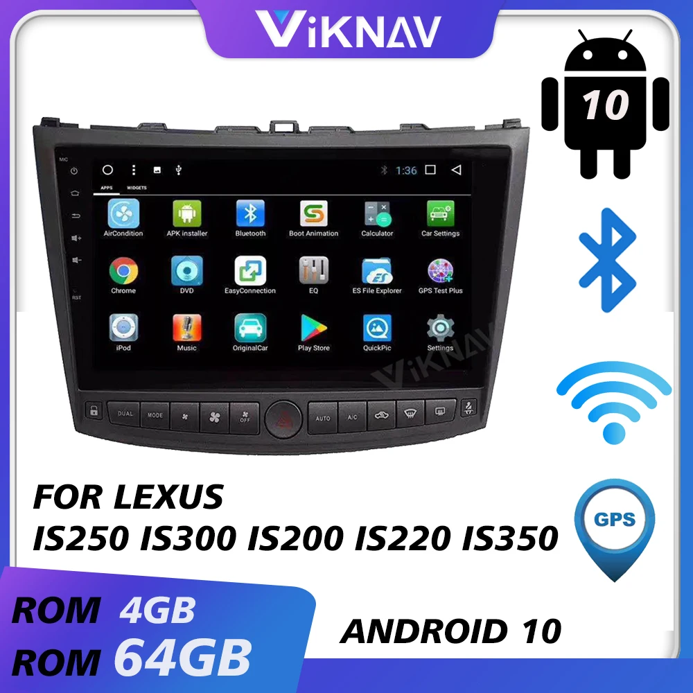 Reprodutor multimídia da navegação de gps do carro para lexus is250 is300 is200 is220 is350 2005-2012 android unidade de cabeça de rádio tela de áudio do carro
