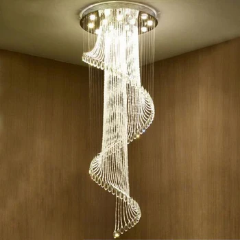 

New Crystal Room Lights K9 Spiral K9 Crystal Chandelier European Modern Creative LED Chandelier Lamp Hotel Villa