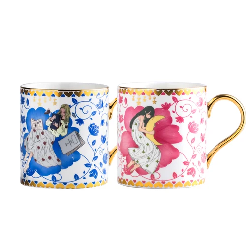 Горячая Распродажа, керамическая чашка для девушек, медовая чашка, креативная семейная Свадебная подарочная чашка для пары - Color: A3