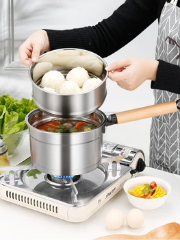 

304 Stainless steel household mini thickening food boiled non-stick hot soup pot noodles steamer milk pan stewpan saucepan