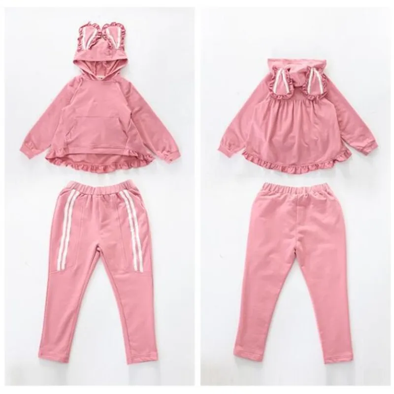 Autumn Girls Clothing Sets Teen Girl Hooded Sweatshirt Coat And Stretch Pants Suit Baby Girl Tracksuit Fashion Kids Clothes Set (2)