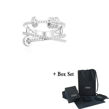 

Fashion Moroccan Jewelry New Three Circle Sliding Round Ring White Gold Sliding Ring Decoration Ladies Romantic Jewelry Gift