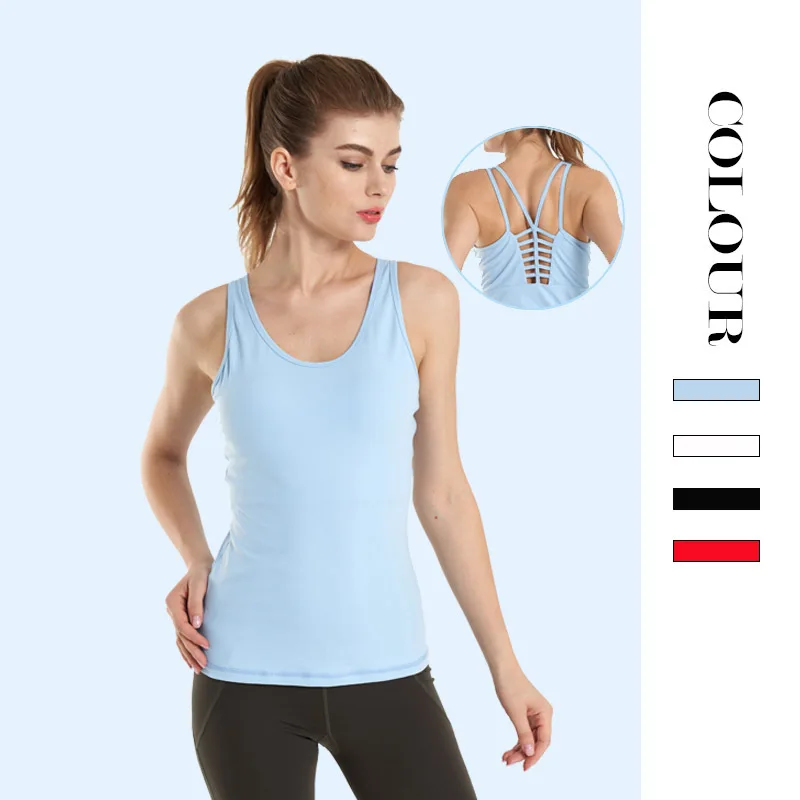 

Spaghetti Strap Cross-back Yoga Clothes Sports Underwear Women's I-shaped Sexy Fitness bei xin dai Chest Pad