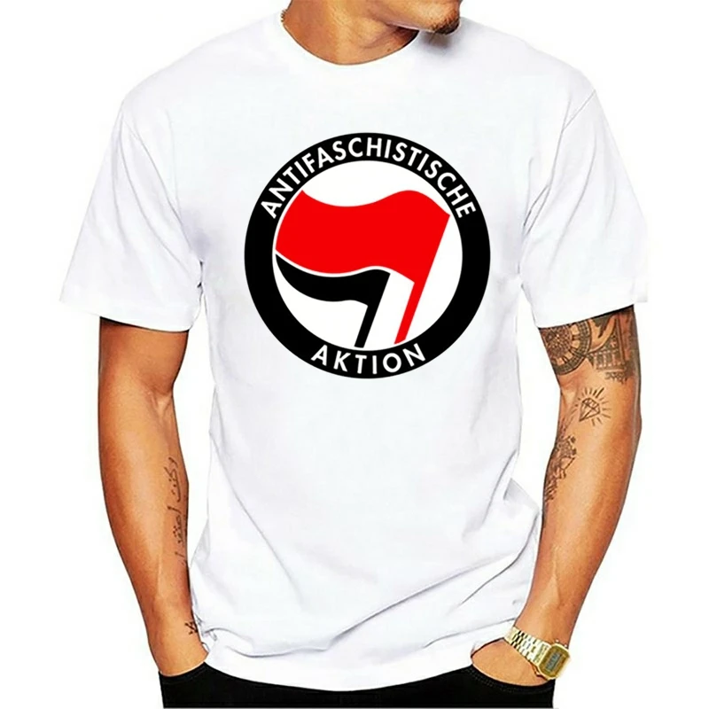 Мужская и мужская футболка с принтом Antifa хип-хоп коротким рукавом лето 2021