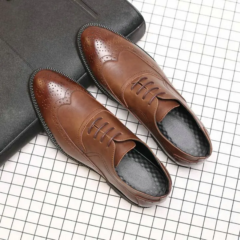 

Men's Flats Oxfords New Men Dress Shoes Formal Wedding Leather Shoes Retro Brogue Business Office Formal Flat Shoes A51-21