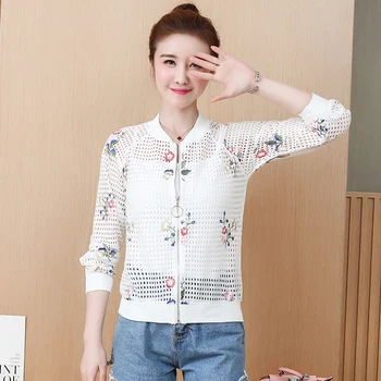 

Spring Summer Hollow Jacket 2020 New Fashion Women Slim Long Sleeve Vintage Floral Embroidery Short Coats Woman Casual Outwear