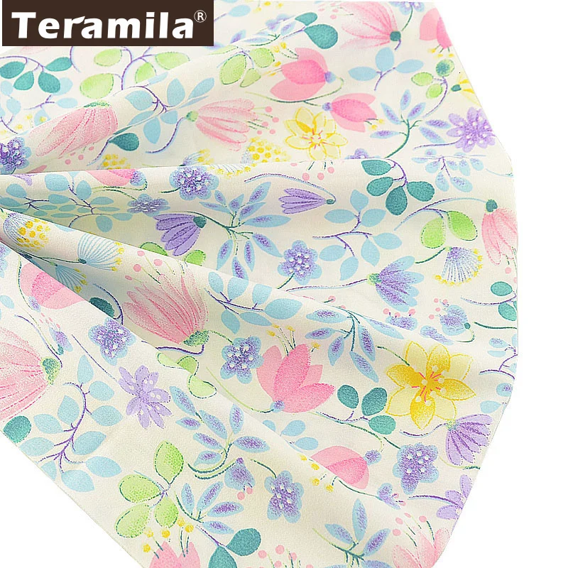 Teramila Twill хлопковая ткань с цветочным узором цветы стеганый Tecido шитье лоскутное Telas DIY Tissus Au метр Белый Скрапбукинг