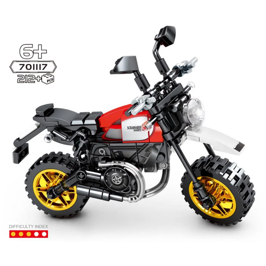 Технический мотоцикл строительный блок Ducatis Scrambler Desert Sled модель автомобиля