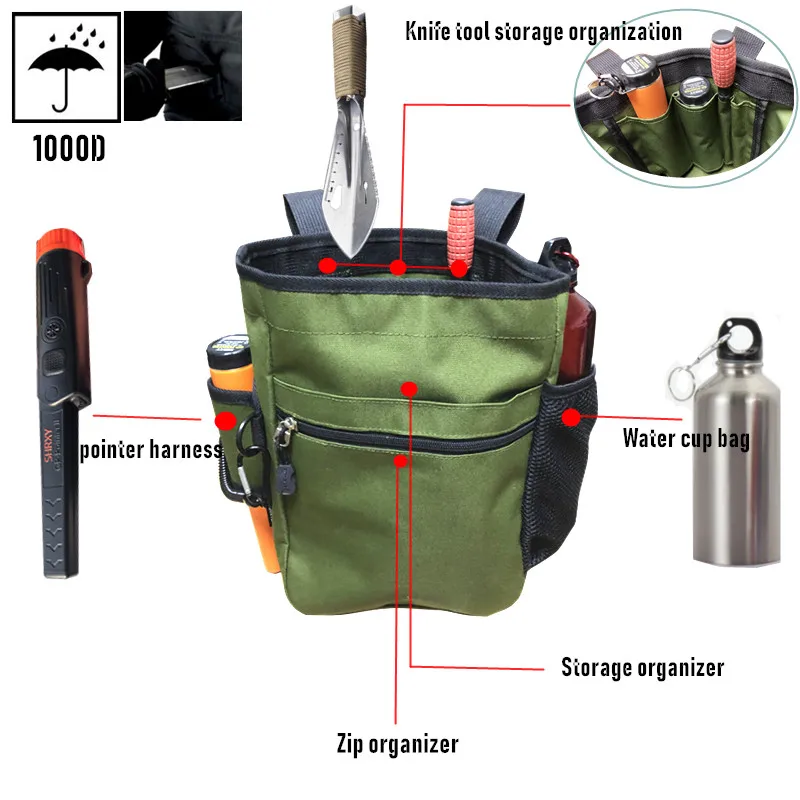Metal Detecting Finds Bag Multi-purpose Digger Pouch for PinPointer Garrett Xp ProPointer Detector Waist Pack Mule Tools Bag