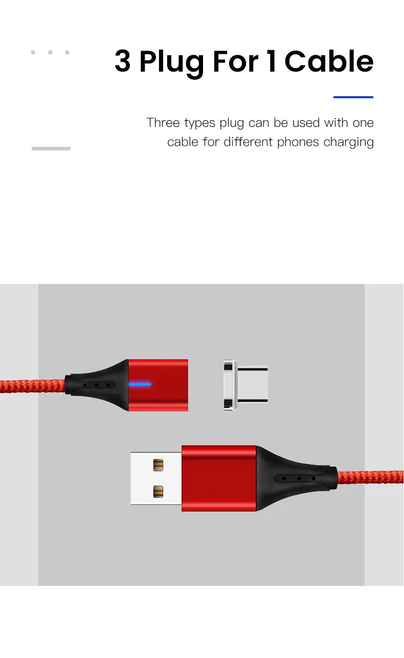 IONCT 3A Быстрая зарядка USB-C Магнитный кабель для Xiaomi 5 samsung Android мобильный телефон шнур провод магнит Зарядное устройство usb Тип C кабель