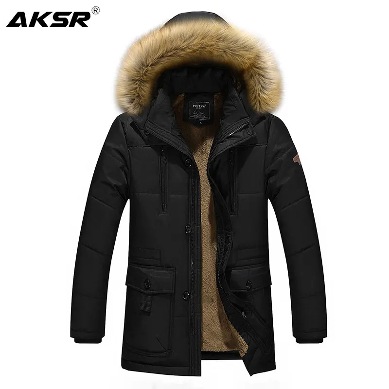 AKSR Men's Winter Jacket Coat Thick Fleece Warm Winter Coat Men Fur Hooded Collar Large Size Parka Windbreaker Casaco Masculino AKSR Men's Winter Jacket Coat Thick Fleece Warm Winter Coat Men Fur Hooded Collar Large Size Parka Windbreaker Casaco Masculino
