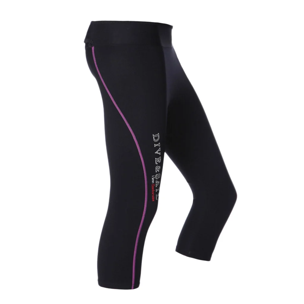 Стрейч 1,5 мм неопрен Гидрокостюмы брюки для женщин мужчин, Каякинг каноэ серфинга леггинсы плавание колготки - Цвет: Women M Purple Stri