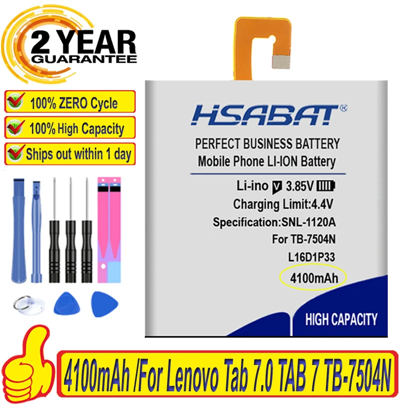 Top Brand 100% New 4100mAh L16D1P33 Tablet PC Battery for Lenovo Tab 7.0 TAB 7 TB-7504N TB-7504F 7504X Batteries + free tools | Мобильные