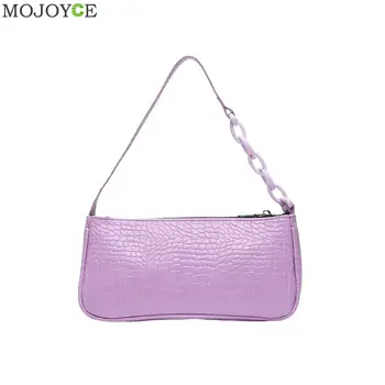 

Fashion Alligator PU Leather Handbag Totes Portable Women Solid Color Acrylic Chain Underarm Shoulder Bags Travel Clutches