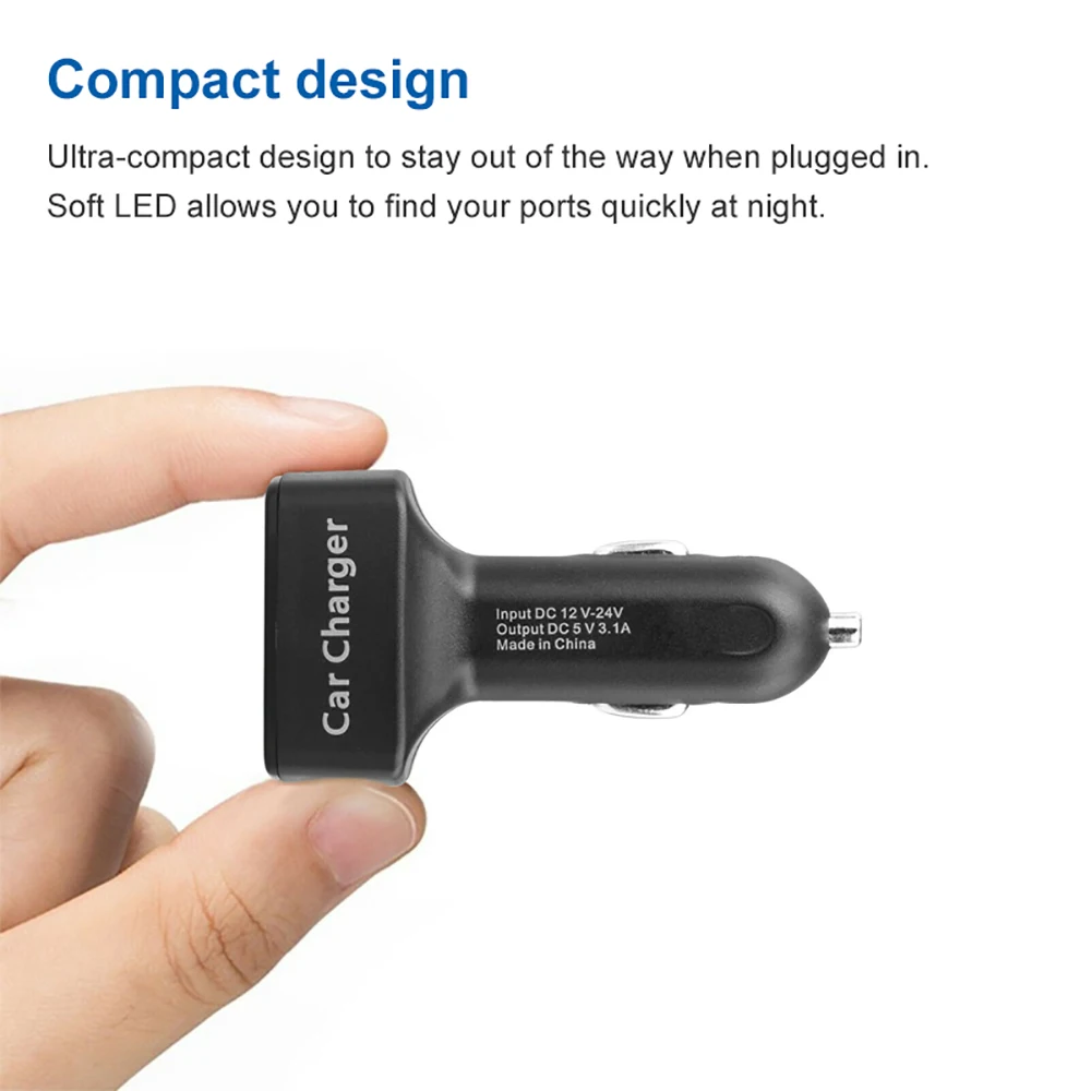 Victsing 12 V/24 V Два usb порта 3.1A автомобильное зарядное устройство прикуривателя Универсальный цифровой светодиодный фонарь дисплей адаптер Автомобильное зарядное устройство