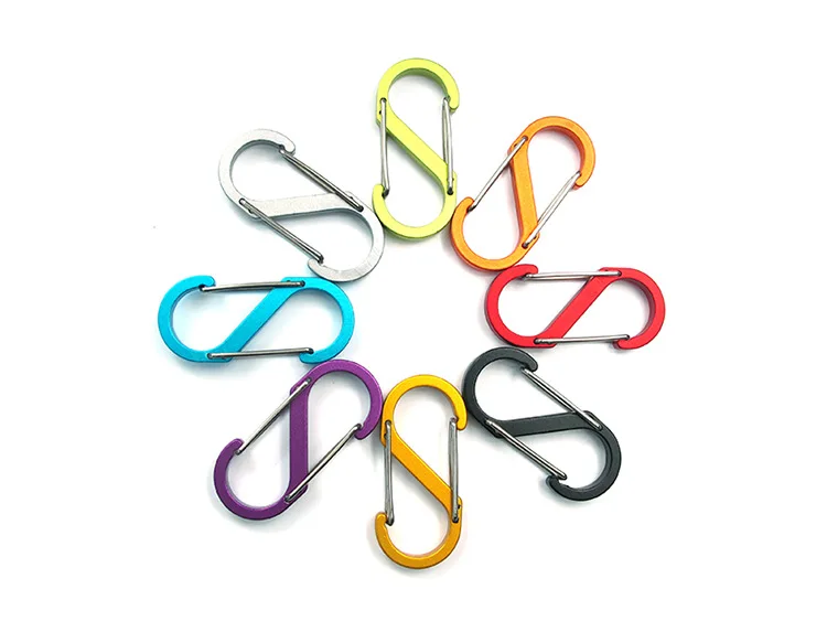 High Quality Rough S Type Carabiner 8 Word Buckle Small Aluminium Alloy QuickDraw Buckle EDC Two-Way Backpack Hook Clasp