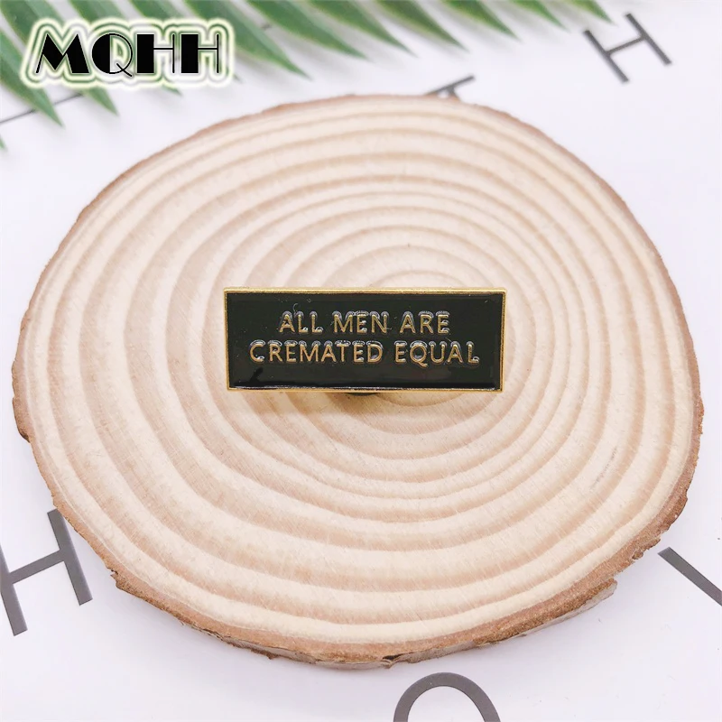 creativity fun black geometry enamel brooch all men are cremated equal alloy badges pins clothes bags accessories jewelry gift | Украшения