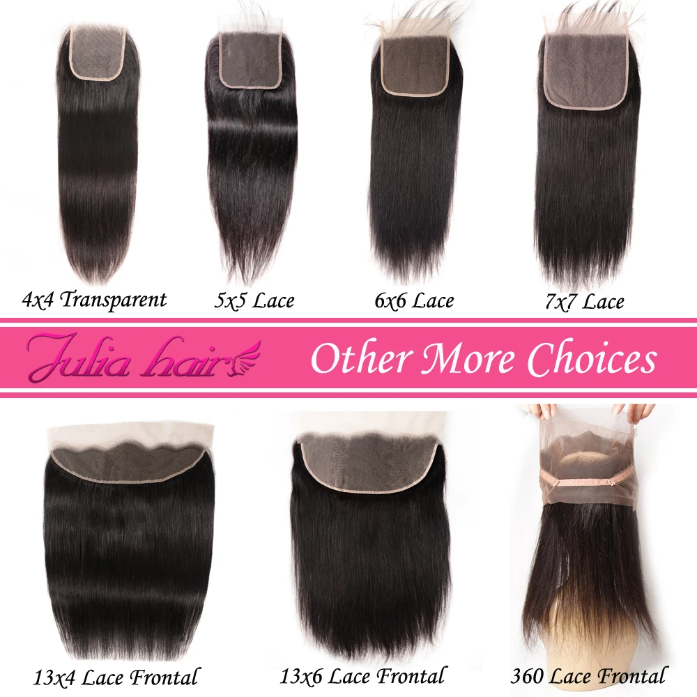 Julia Hair Bone Straight 13x4 Lace Frontal Free Part Ear to Ear Lace Frontal Closure Pre Plucked Human Hair 4x4 Lae Closure