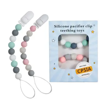 

Baby Pacifier Holder Silicone Teething Straps Unisex Design Smoother Clasps Toy 95AE