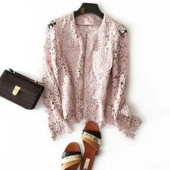 

European and American women's clothing 2020 summer new style Flowers embroidered with long sleeves Fashionable lace coat